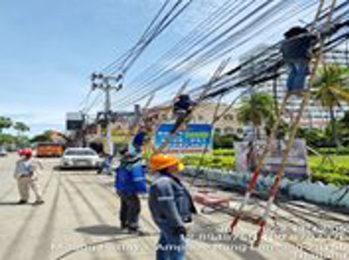 ลงพื้นที่เข้าร่วมการจัดระเบียบสายสื่อสารโทรคมนาคม ร่วมกับ กฟภ.จอมเทียน เมืองพัทยา และผู้ประกอบการสายสื่อสารจังหวัดชลบุรี