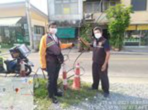 รับการแจ้งจาก Call Center 1200 กรณีประสบอุบัติเหตุจากสายสื่อสารที่จัดเก็บไม่เป็นระเบียบ จังหวัดสมุทรปราการ