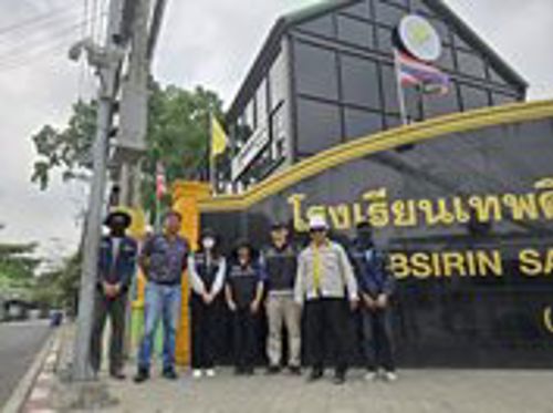 ลงพื้นที่ร่วมกันจัดระเบียบสายสื่อสาร บริเวณหน้าโรงเรียนเทพศิรินทร์ จังหวัดสมุทรปราการ